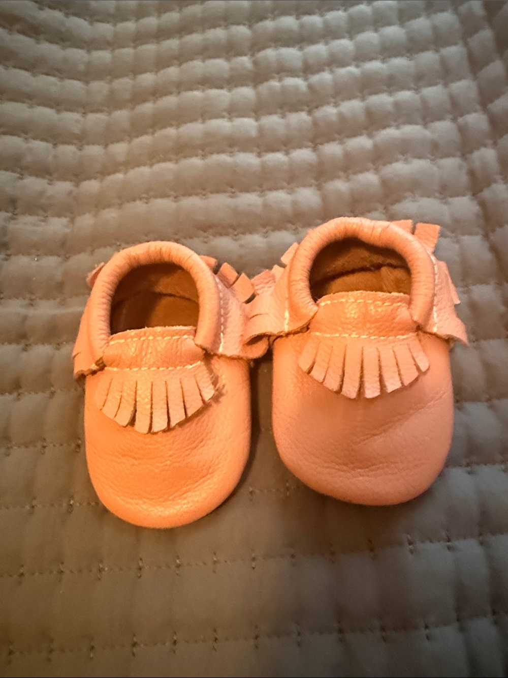 Kids Pink Fringe Moccasin Baby Shoes